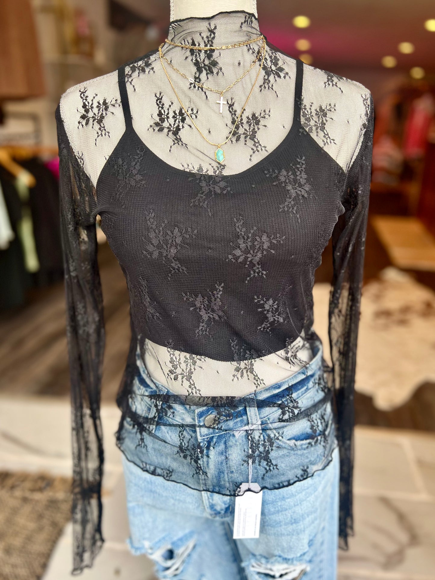 Floral Lace Mesh Top