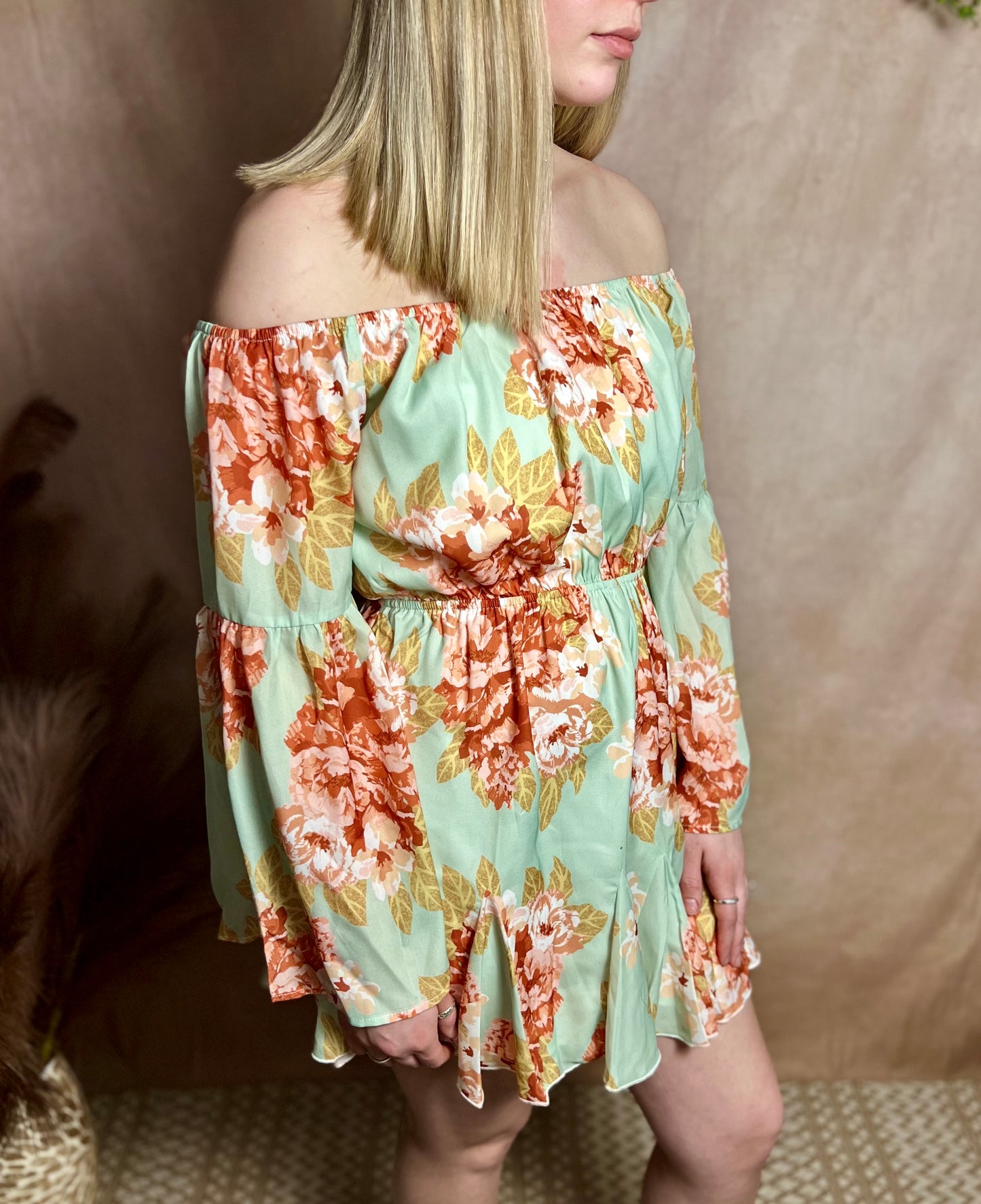 Floral Green Romper