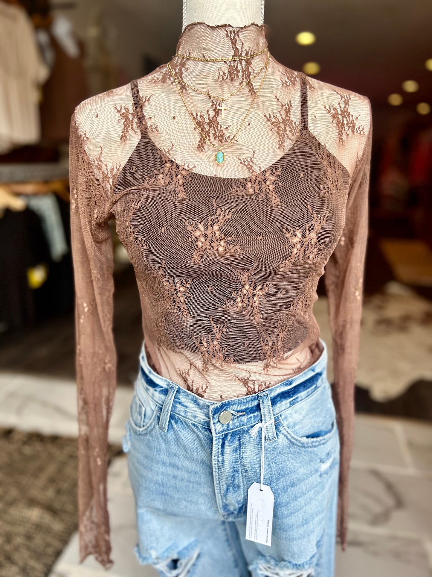 Floral Lace Mesh Top