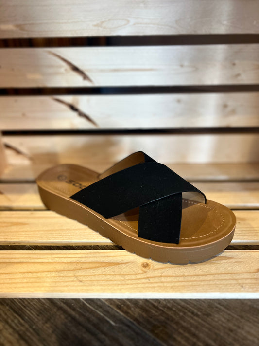 Black Cross Sandals