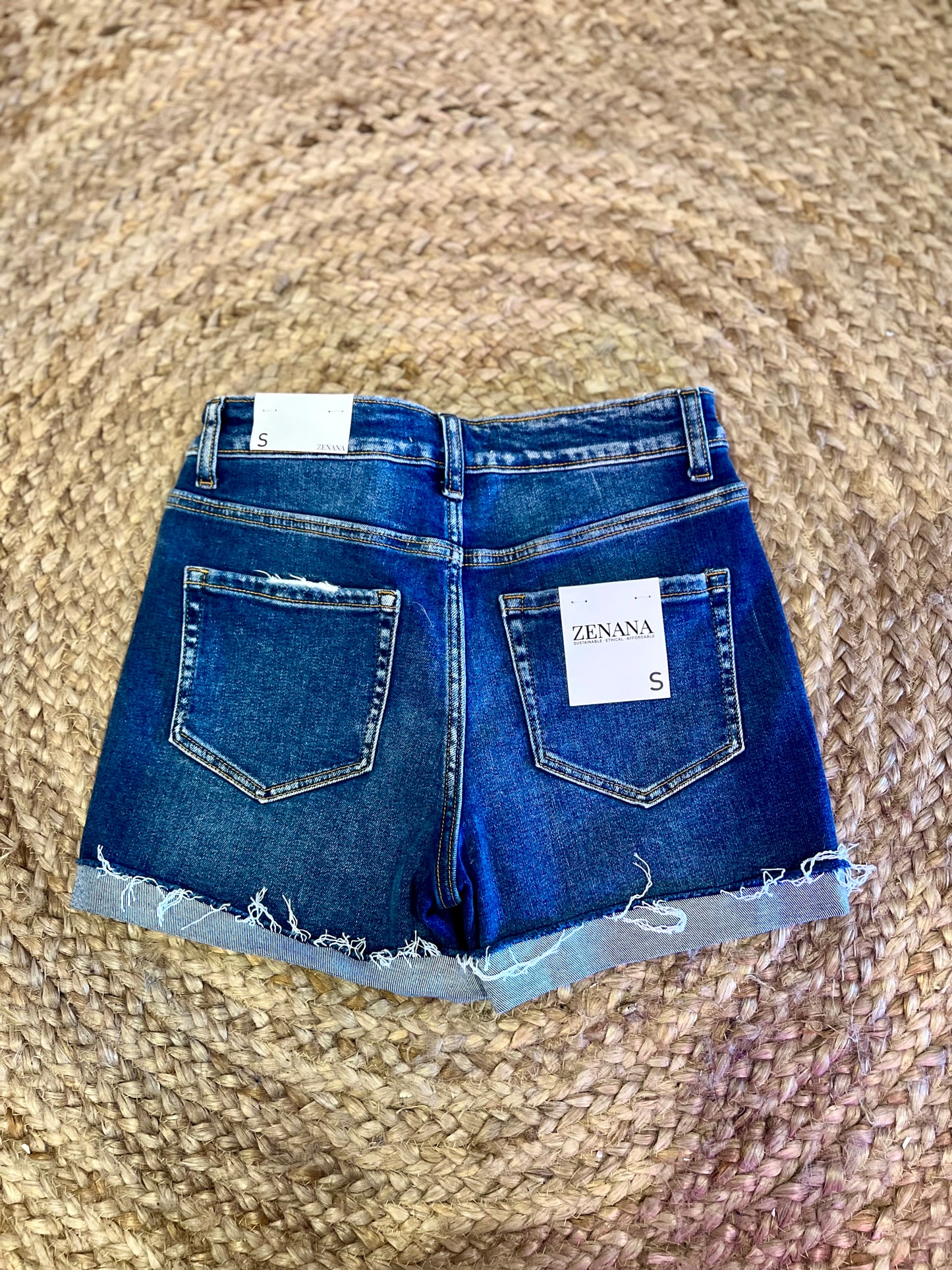 Distressed Cuffed Raw Hem Shorts