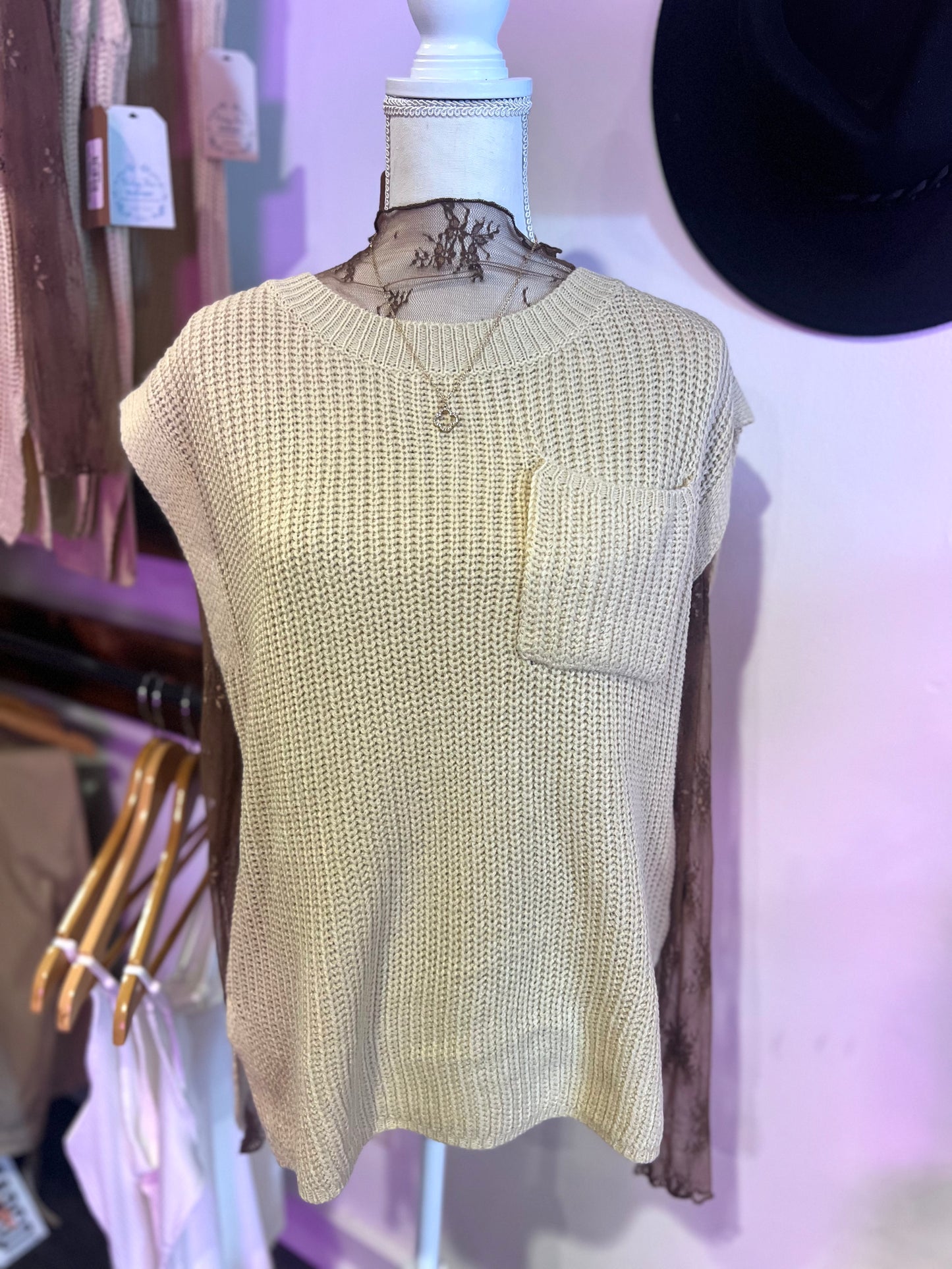 Patch Pocket Sleeveless Sweater